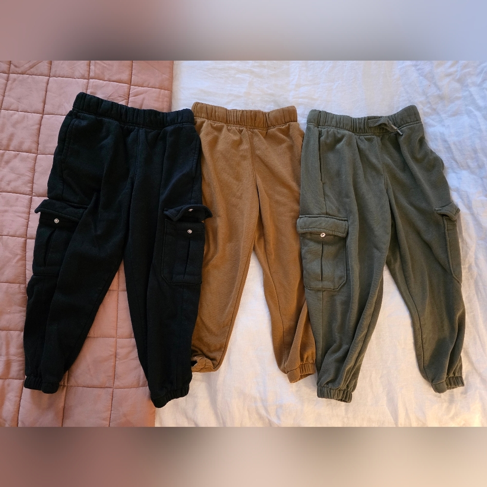 Old Navy Kids Cargo Joggers Trio — Olive, Brown, Black